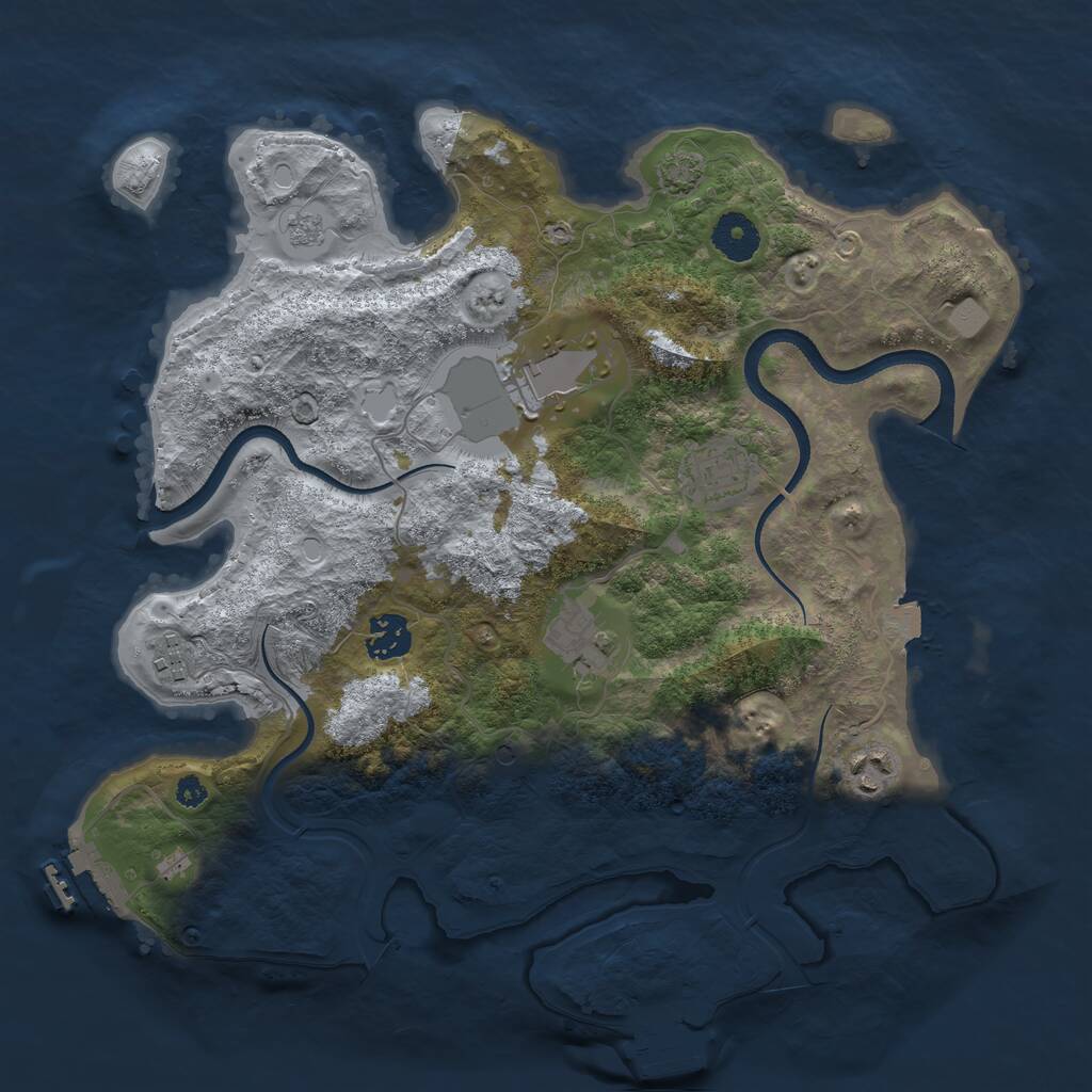 Rust Map: Procedural Map, Size: 3500, Seed: 11209797, 12 Monuments