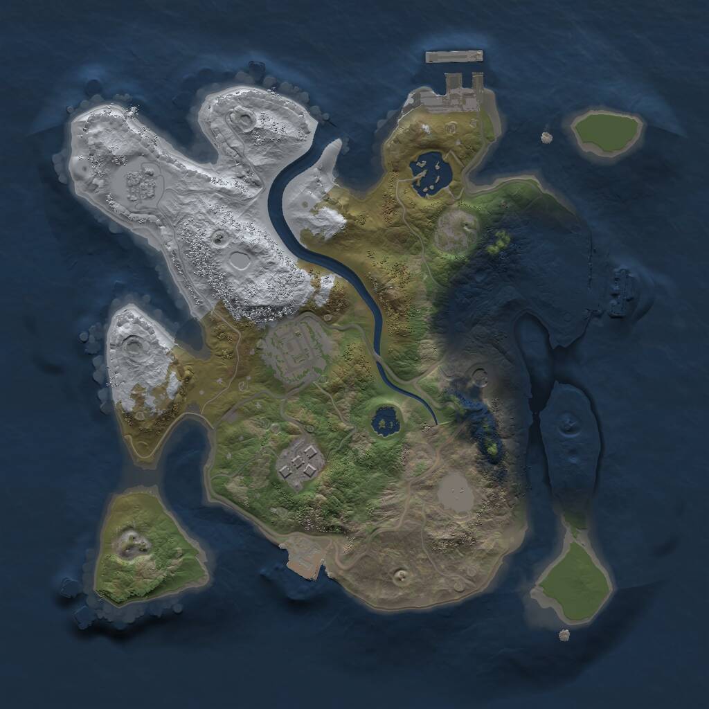 Rust Map: Procedural Map, Size: 2500, Seed: 173706498, 8 Monuments