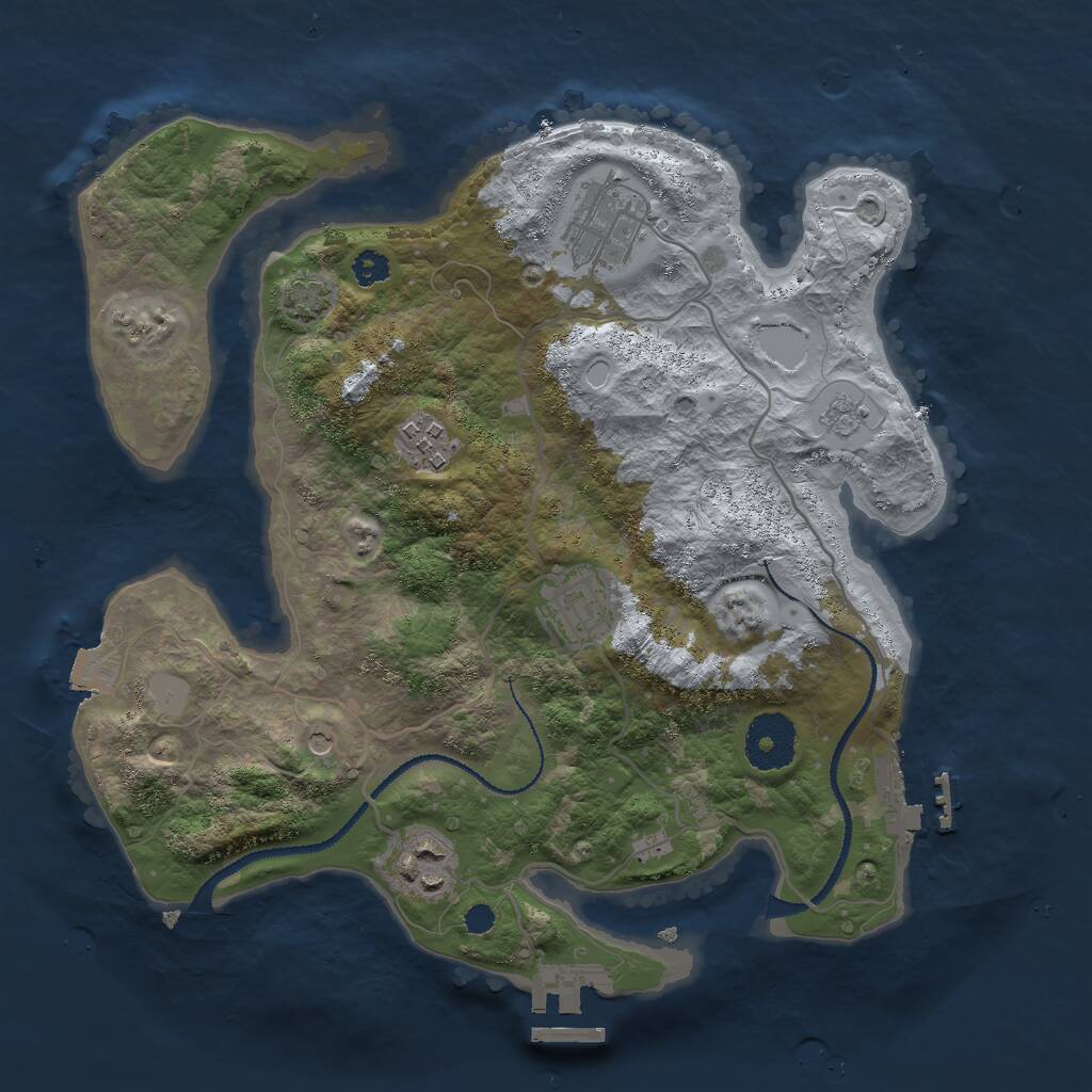 Rust Map: Procedural Map, Size: 3000, Seed: 1696990516, 10 Monuments