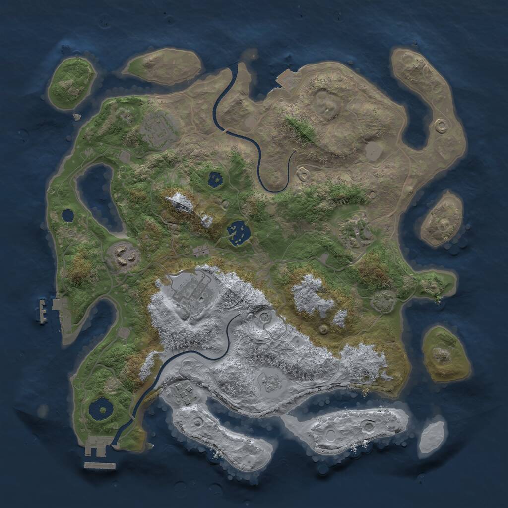 Rust Map: Procedural Map, Size: 3300, Seed: 1709037511, 12 Monuments