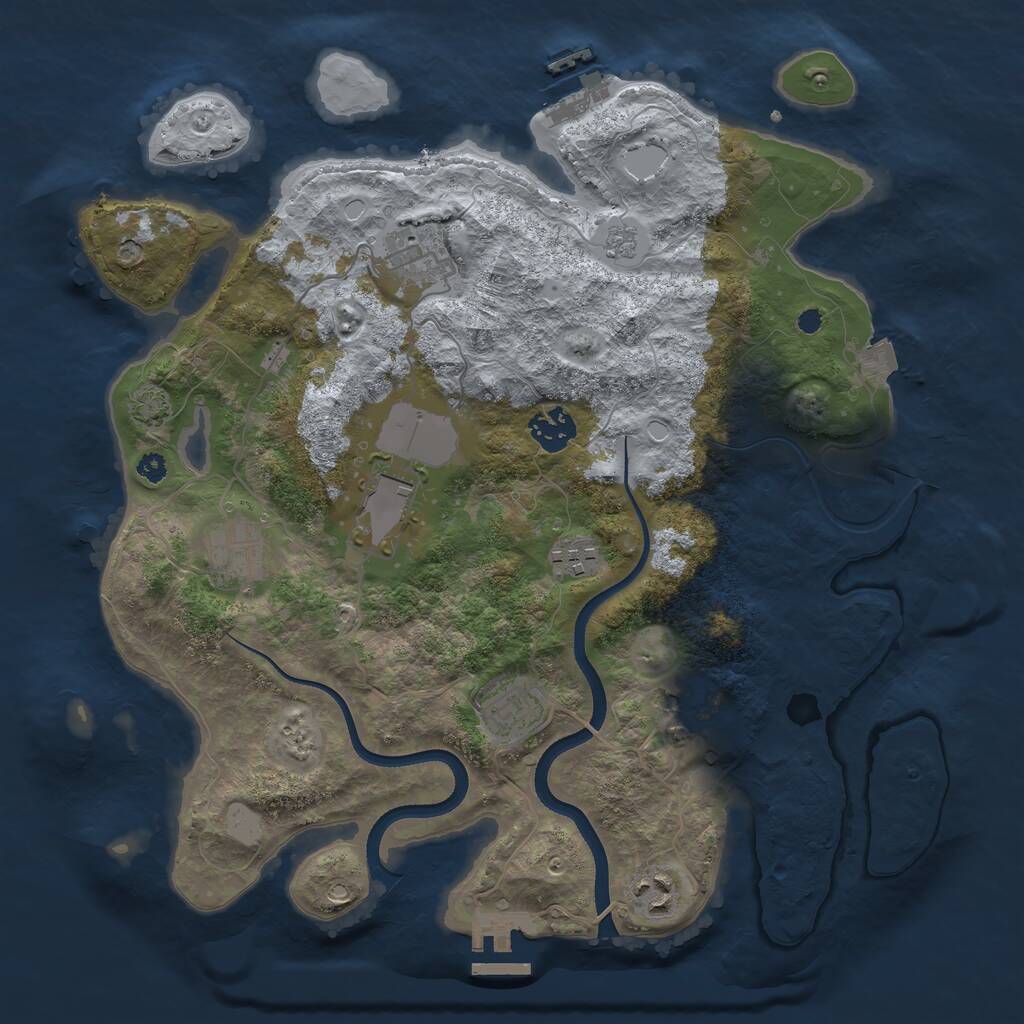 Rust Map: Procedural Map, Size: 3500, Seed: 890141836, 13 Monuments