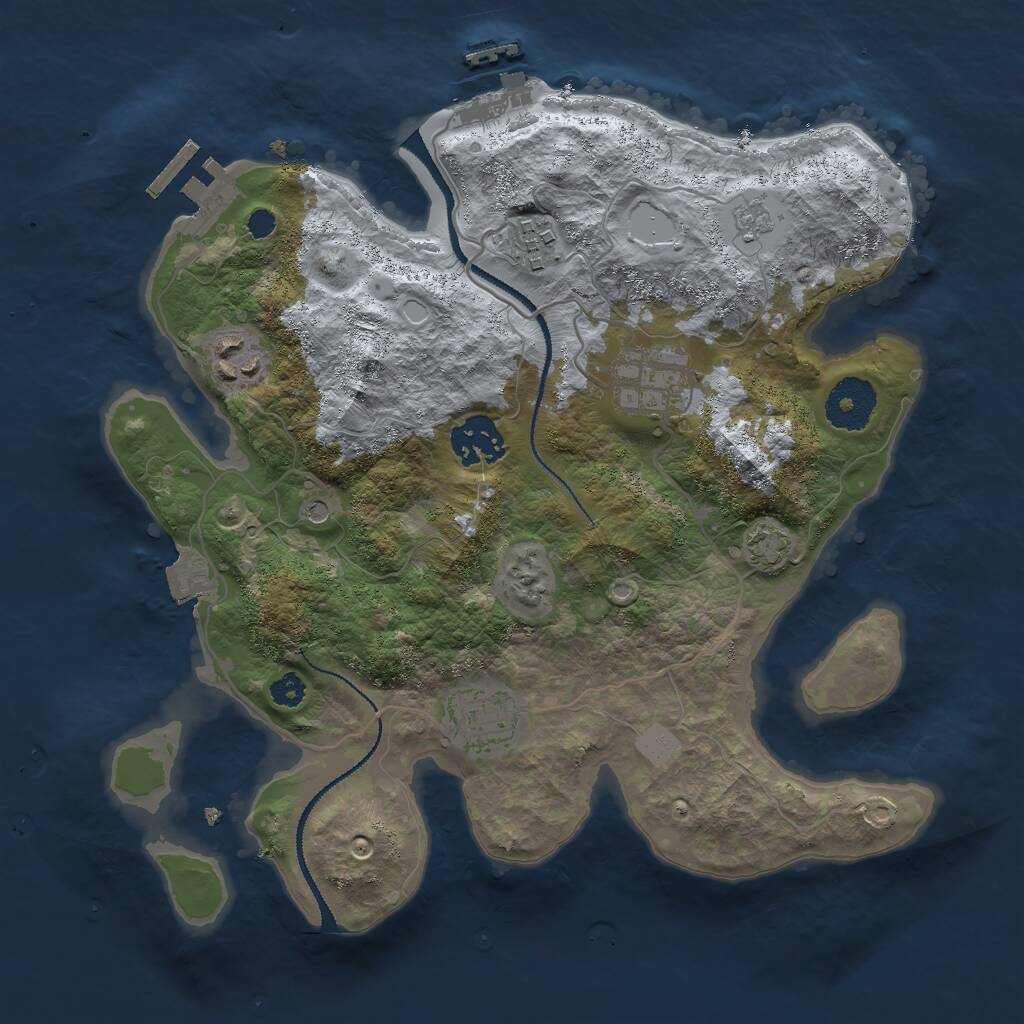 Rust Map: Procedural Map, Size: 3000, Seed: 80257, 11 Monuments