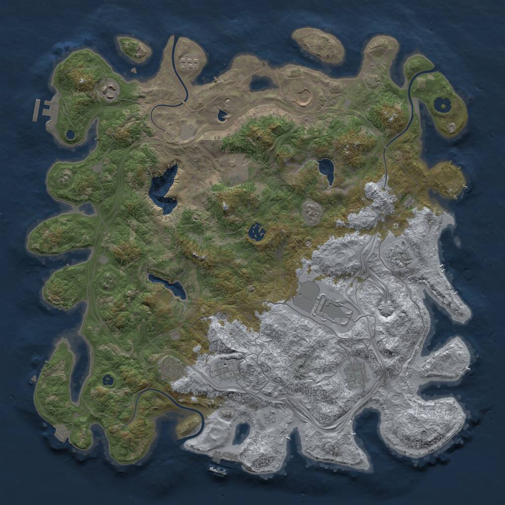 Rust Map: Procedural Map, Size: 4500, Seed: 1954661008, 16 Monuments