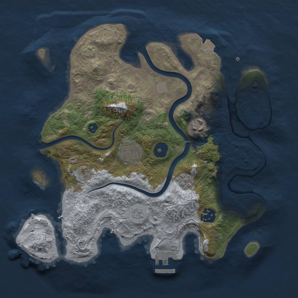 Rust Map: Procedural Map, Size: 3000, Seed: 5428, 9 Monuments