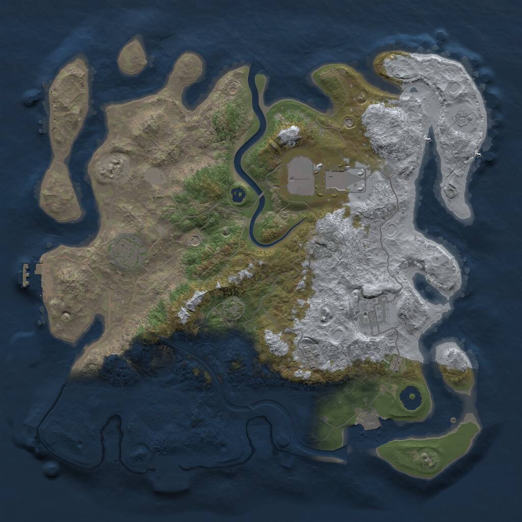Rust Map: Procedural Map, Size: 3500, Seed: 350913601, 10 Monuments