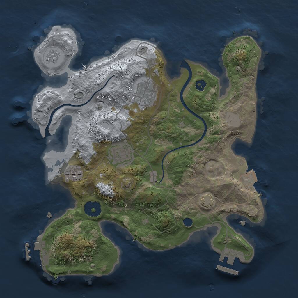 Rust Map: Procedural Map, Size: 2700, Seed: 2061651043, 8 Monuments