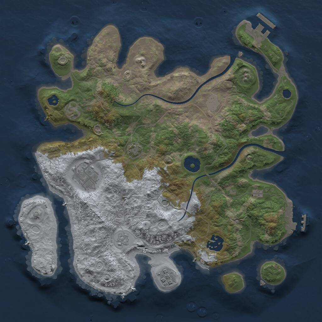 Rust Map: Procedural Map, Size: 3000, Seed: 72331, 9 Monuments
