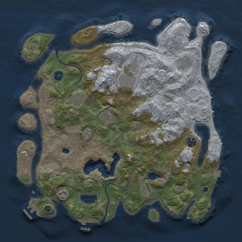 Rust Map: Procedural Map, Size: 4000, Seed: 23389, 13 Monuments