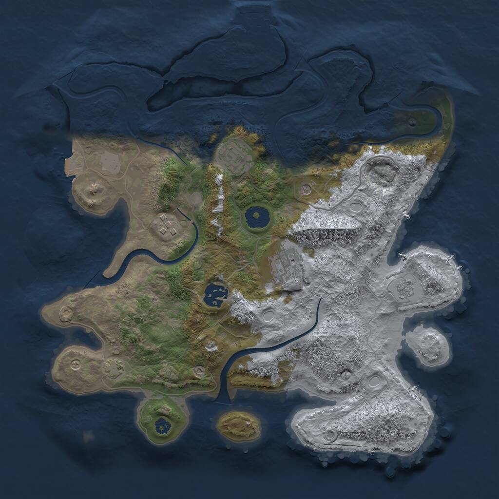 Rust Map: Procedural Map, Size: 3200, Seed: 1141, 9 Monuments
