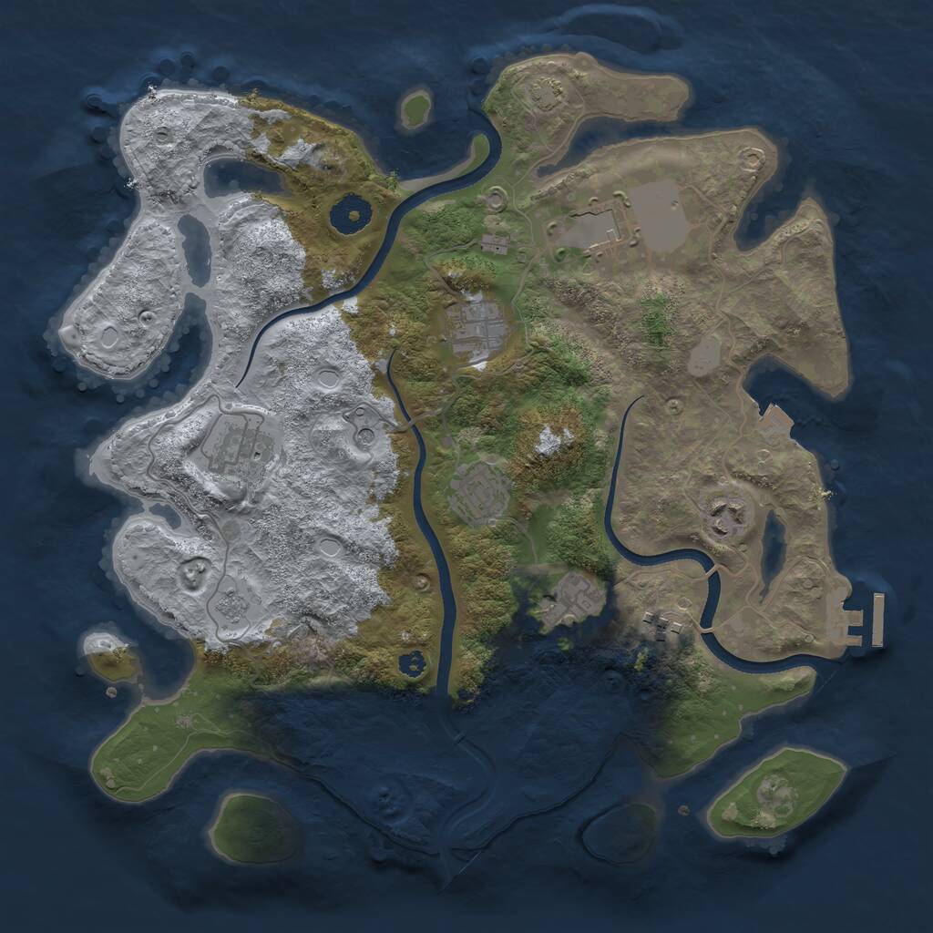 Rust Map: Procedural Map, Size: 3500, Seed: 76719489, 12 Monuments
