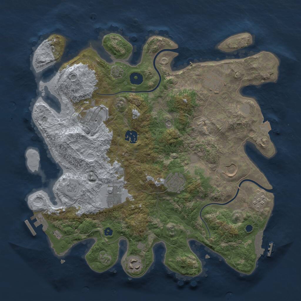Rust Map: Procedural Map, Size: 3500, Seed: 1333784237, 14 Monuments