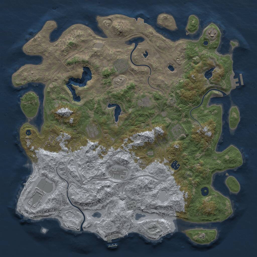 Rust Map: Procedural Map, Size: 4500, Seed: 124325432, 16 Monuments