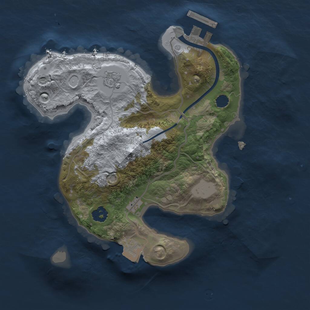 Rust Map: Procedural Map, Size: 2000, Seed: 971360476, 3 Monuments