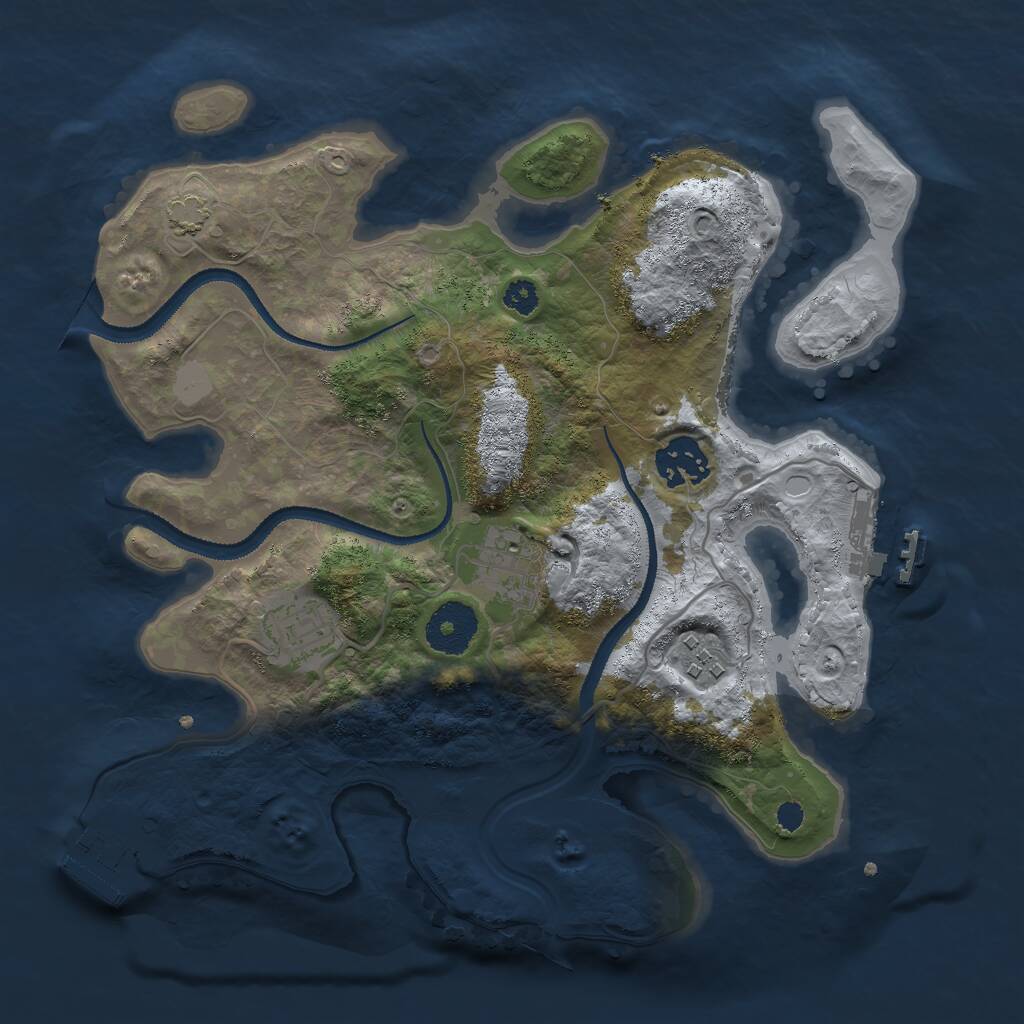 Rust Map: Procedural Map, Size: 3000, Seed: 768431, 8 Monuments