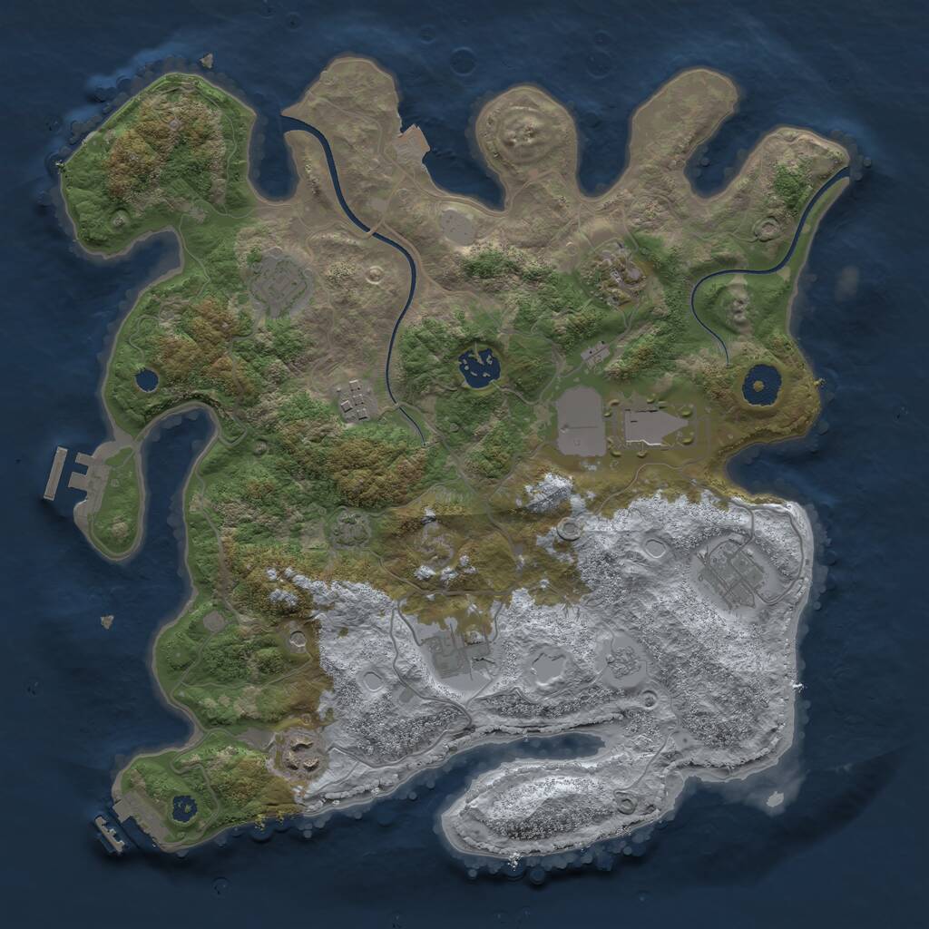 Rust Map: Procedural Map, Size: 3500, Seed: 45783219, 14 Monuments