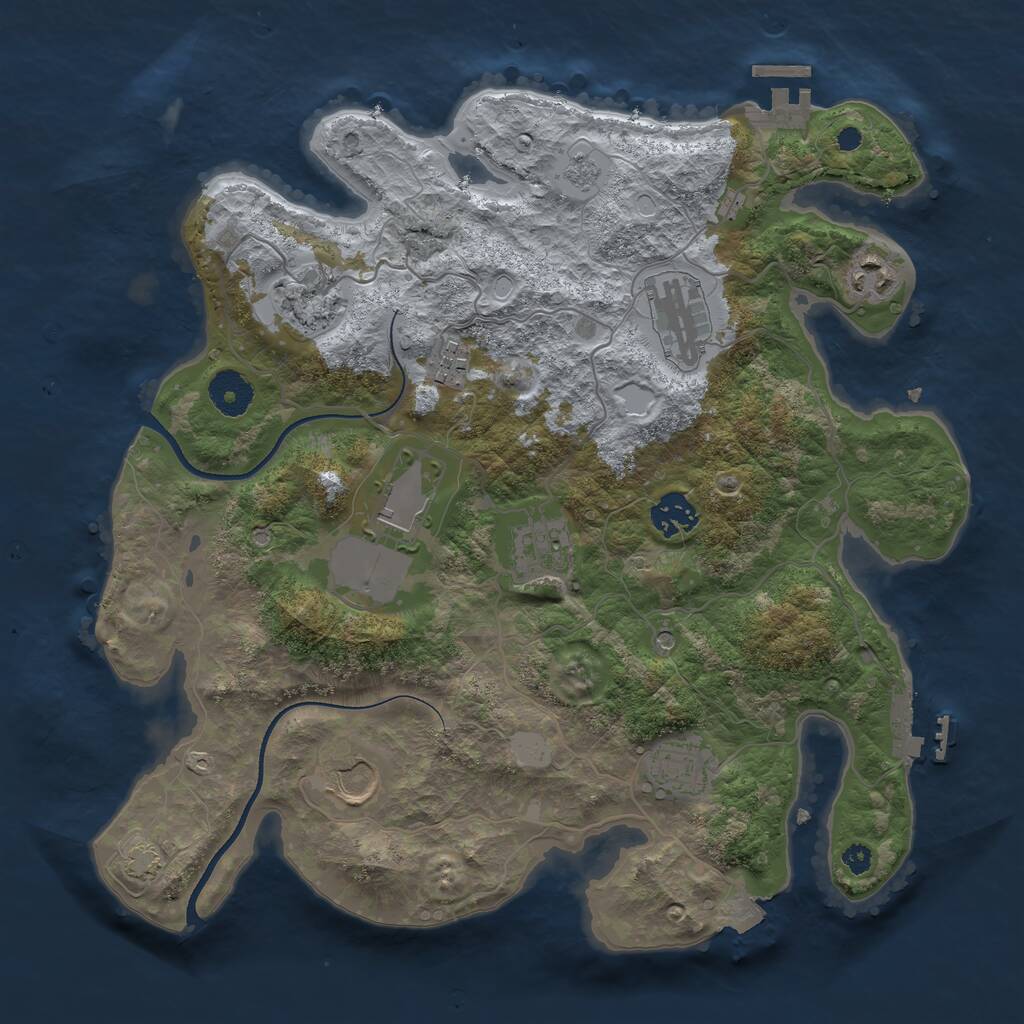 Rust Map: Procedural Map, Size: 3500, Seed: 1346302173, 15 Monuments