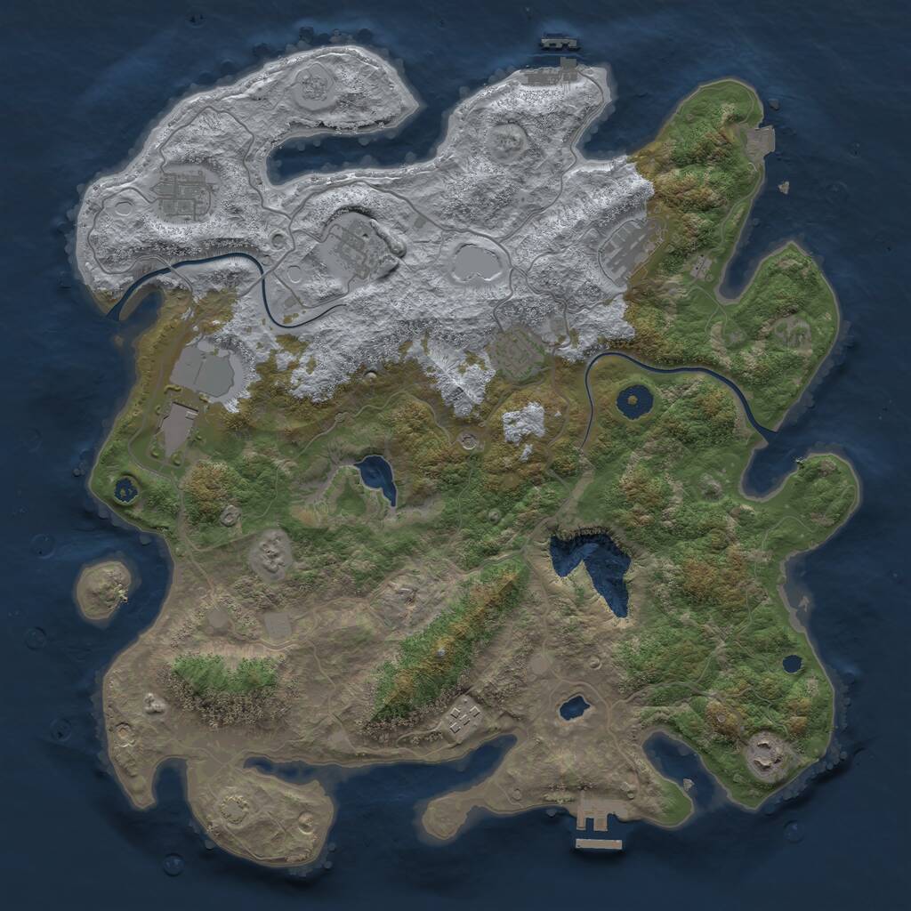 Rust Map: Procedural Map, Size: 4000, Seed: 697120698, 13 Monuments