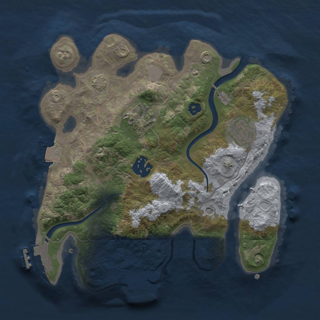 Rust Map: Procedural Map, Size: 2500, Seed: 123029578, 8 Monuments