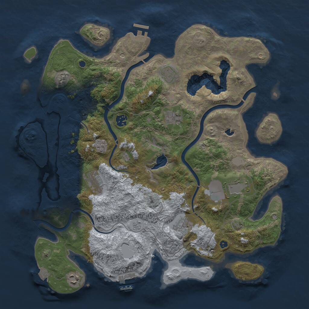 Rust Map: Procedural Map, Size: 4000, Seed: 1853696399, 14 Monuments