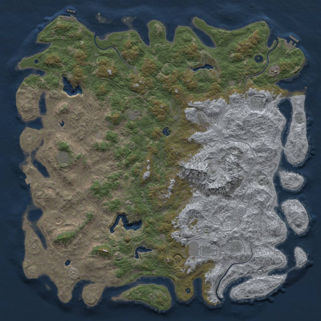 Rust Map: Procedural Map, Size: 6000, Seed: 481982, 17 Monuments