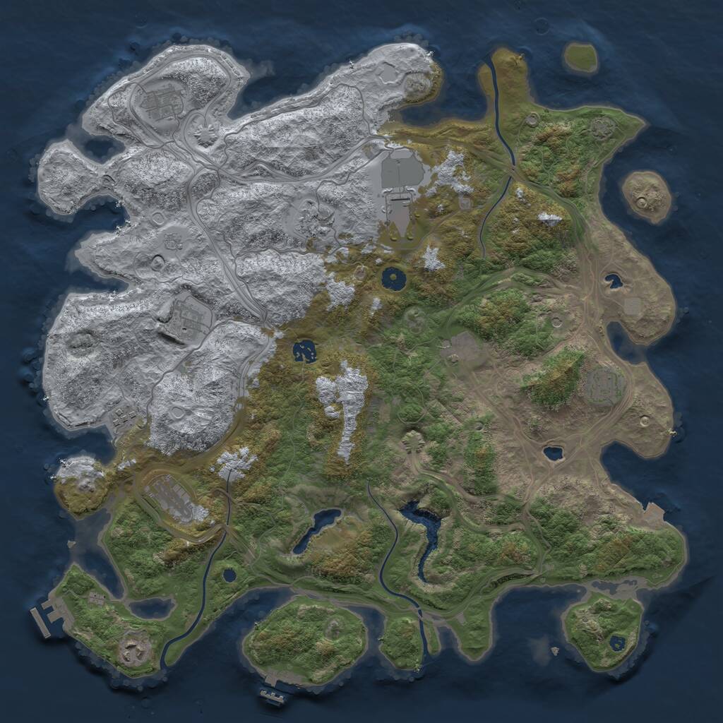 Rust Map: Procedural Map, Size: 4500, Seed: 2345673, 16 Monuments