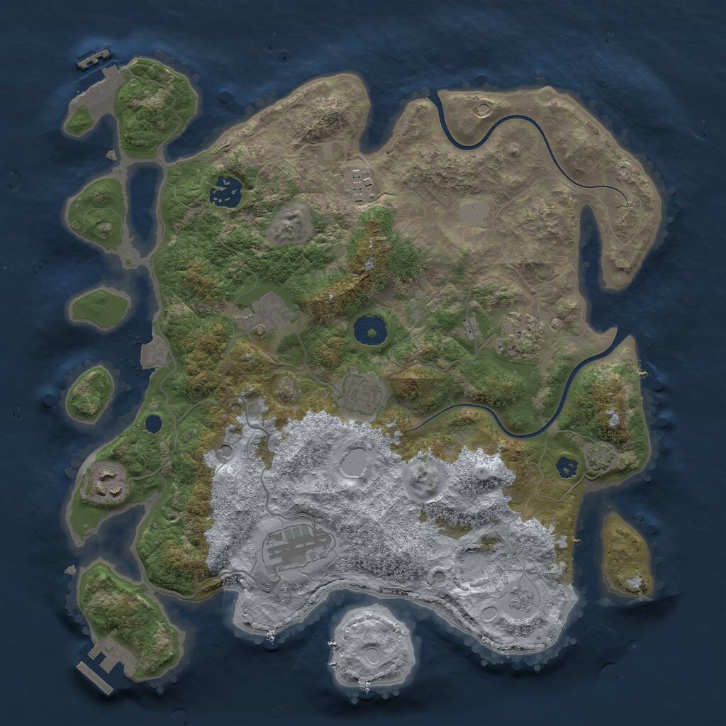 Rust Map: Procedural Map, Size: 3400, Seed: 304015874, 13 Monuments