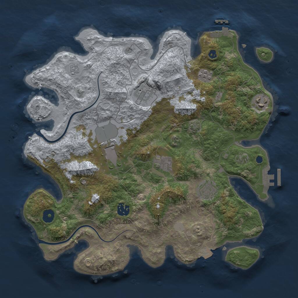 Rust Map: Procedural Map, Size: 3500, Seed: 702815090, 13 Monuments