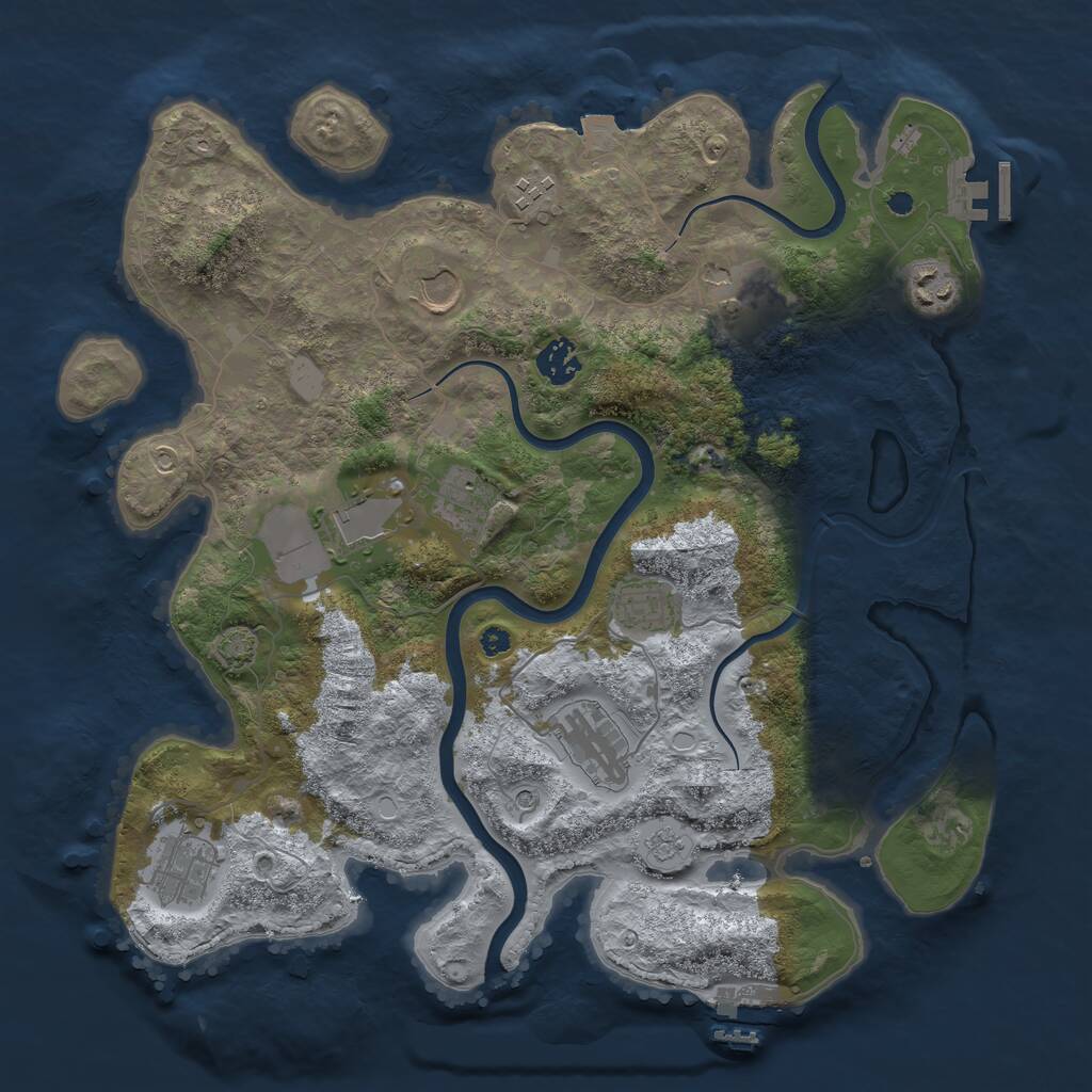 Rust Map: Procedural Map, Size: 3750, Seed: 733555173, 16 Monuments