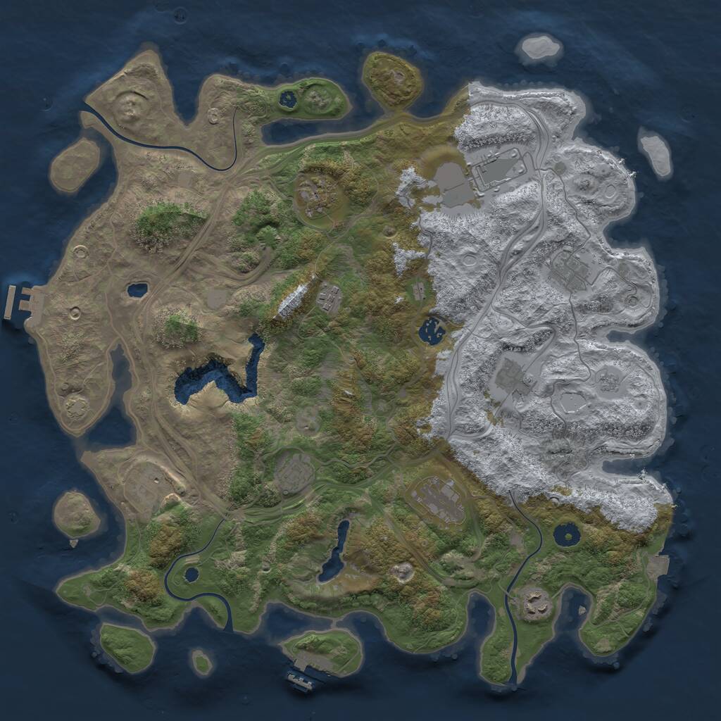 Rust Map: Procedural Map, Size: 4250, Seed: 604648506, 16 Monuments