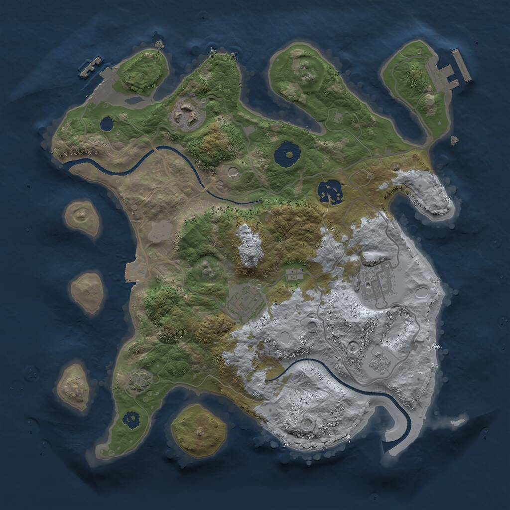 Rust Map: Procedural Map, Size: 3000, Seed: 23822, 10 Monuments