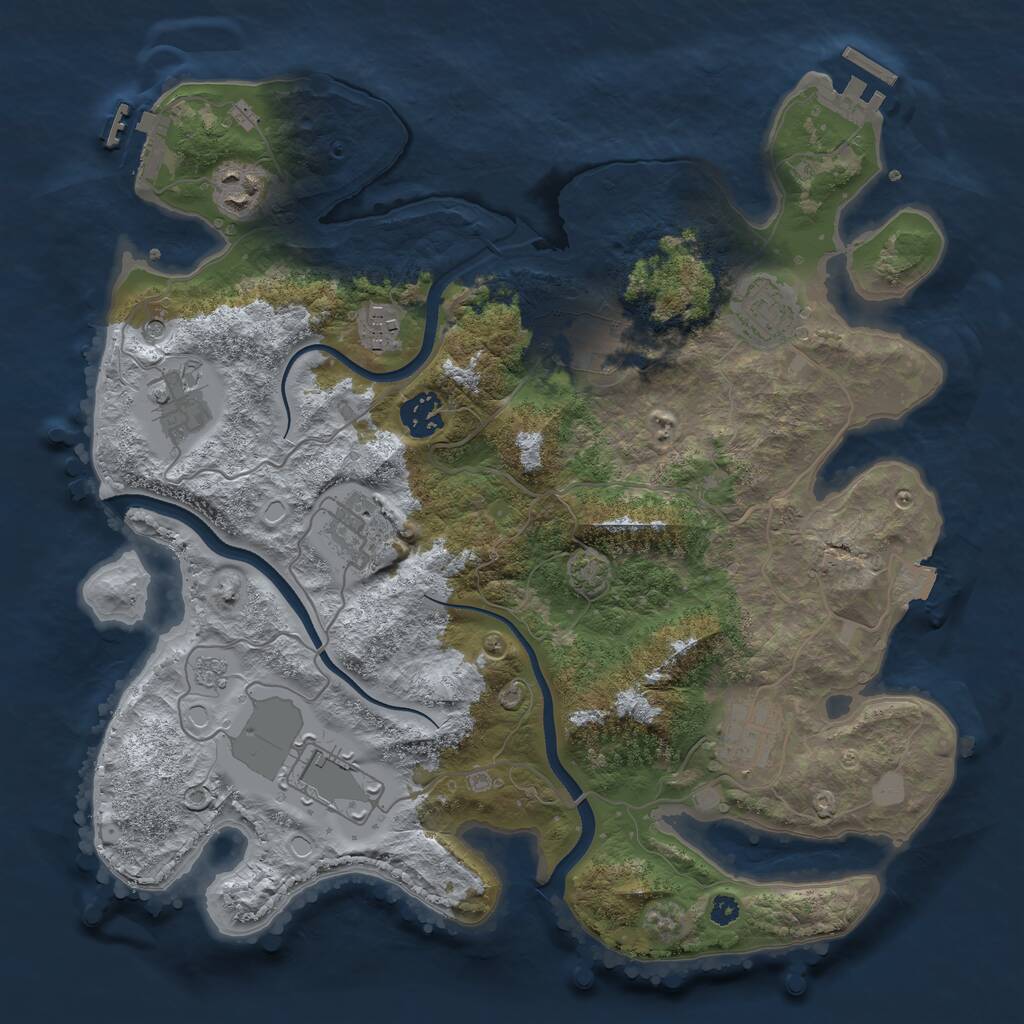 Rust Map: Procedural Map, Size: 3500, Seed: 355414059, 15 Monuments