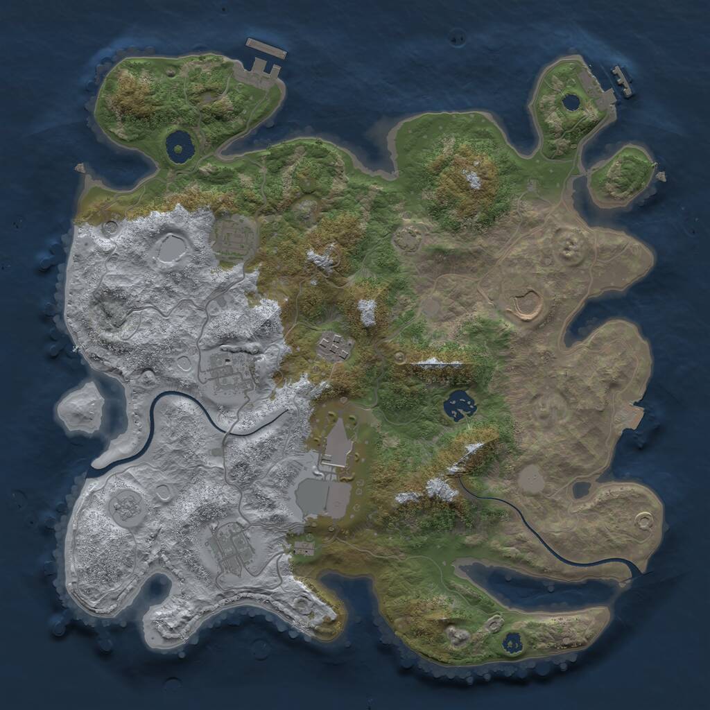 Rust Map: Procedural Map, Size: 3500, Seed: 355414059, 13 Monuments