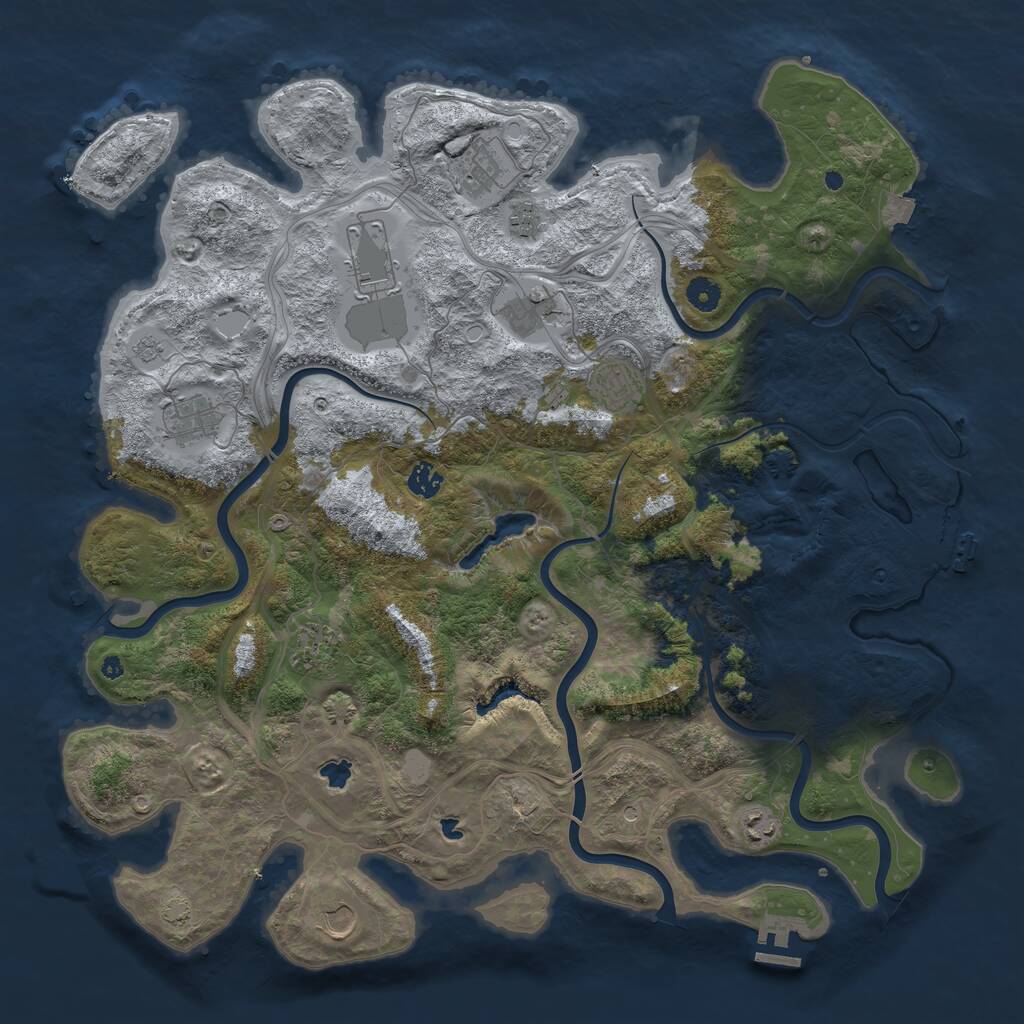 Rust Map: Procedural Map, Size: 4500, Seed: 1029484112, 16 Monuments