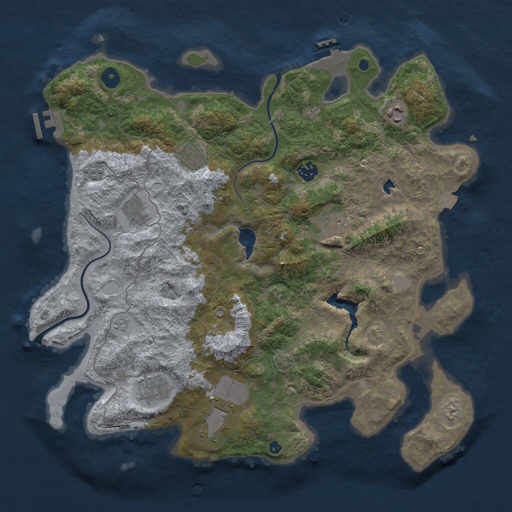 Rust Map: Procedural Map, Size: 4000, Seed: 1694887415, 13 Monuments