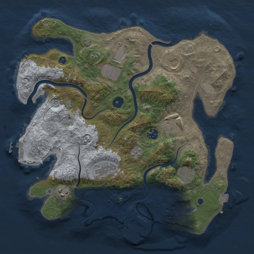 Rust Map: Procedural Map, Size: 3500, Seed: 205216299, 14 Monuments