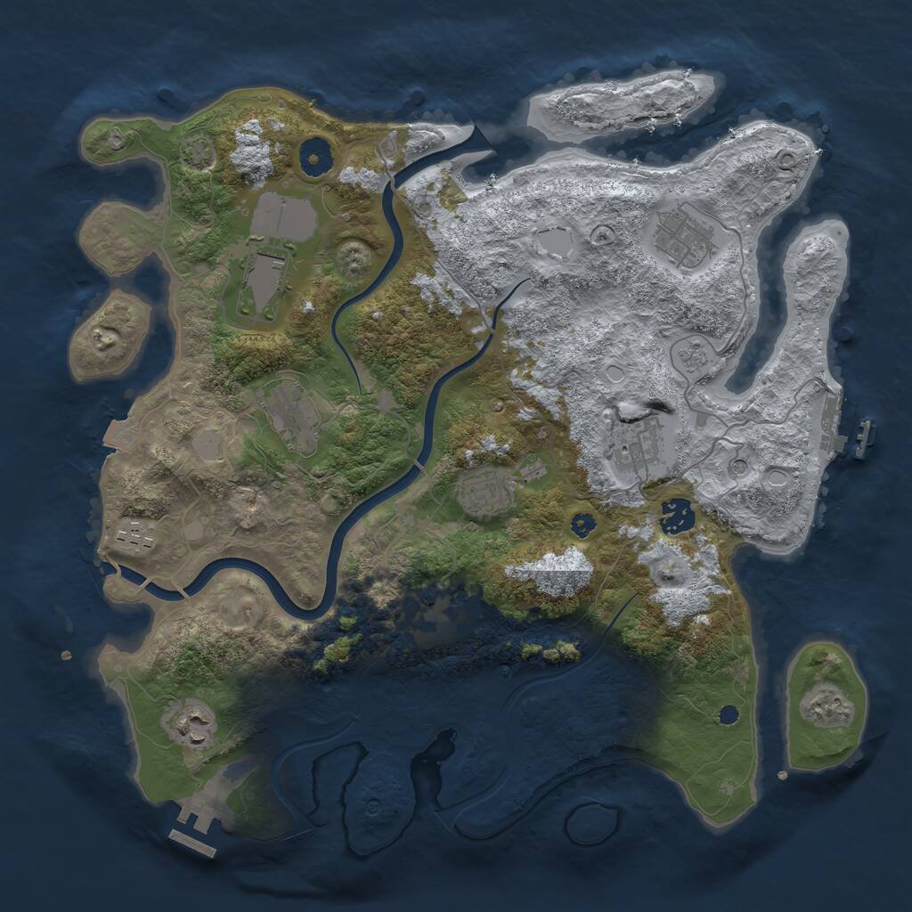 Rust Map: Procedural Map, Size: 3750, Seed: 190676012, 15 Monuments