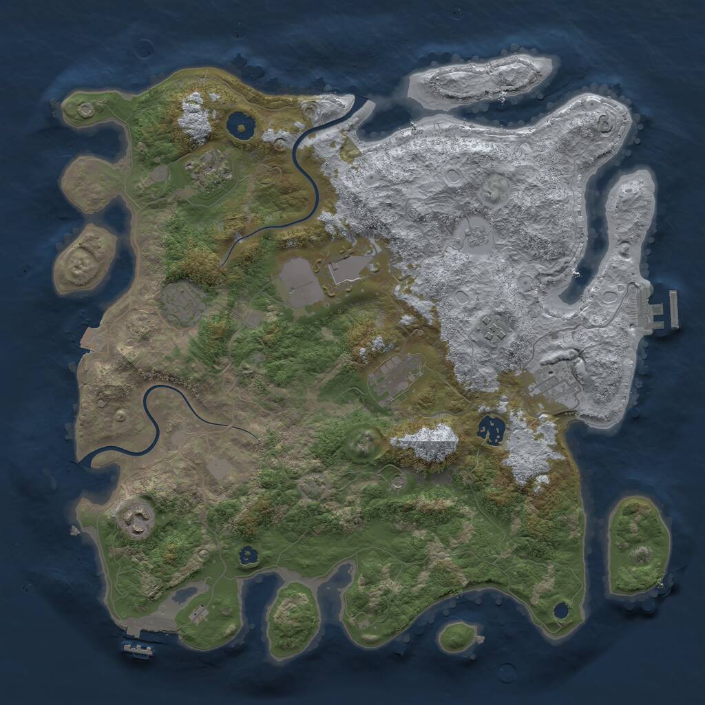 Rust Map: Procedural Map, Size: 3750, Seed: 190676012, 14 Monuments