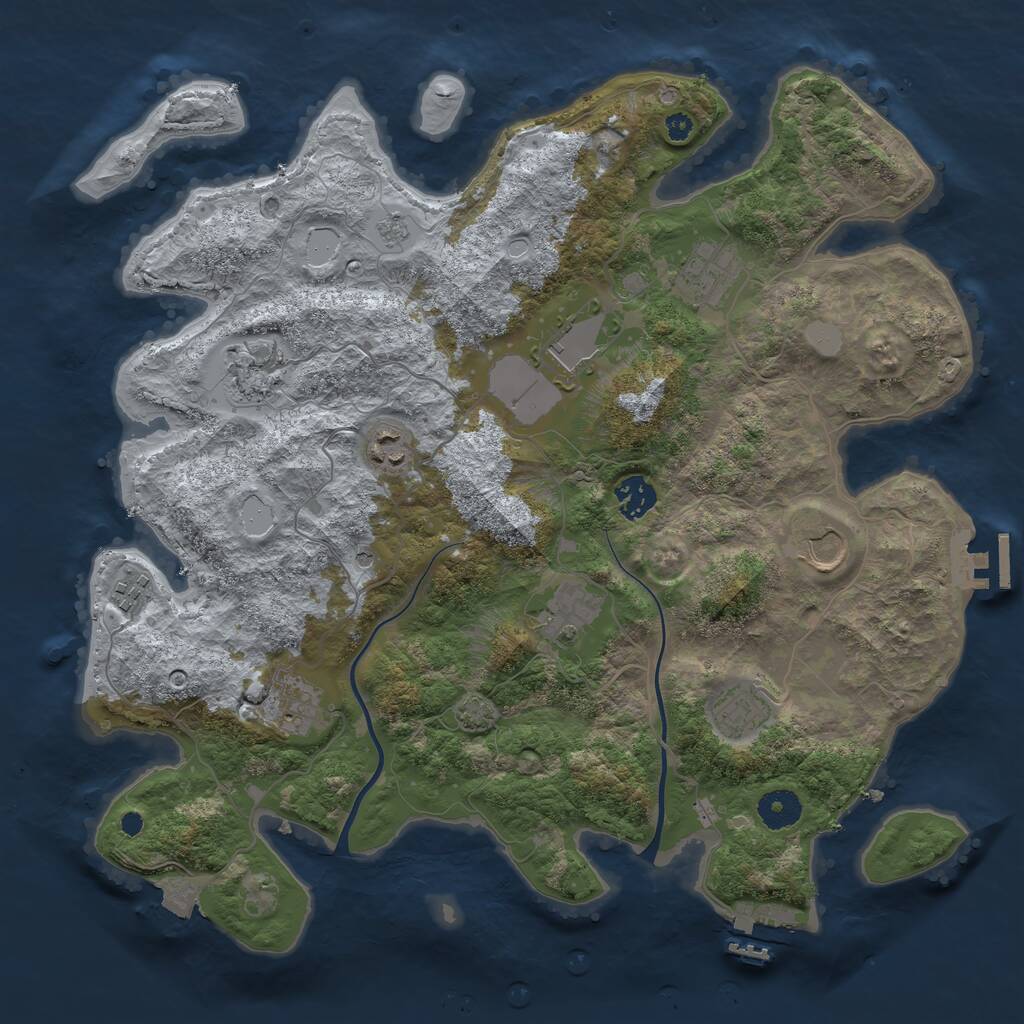 Rust Map: Procedural Map, Size: 3750, Seed: 2063359839, 16 Monuments