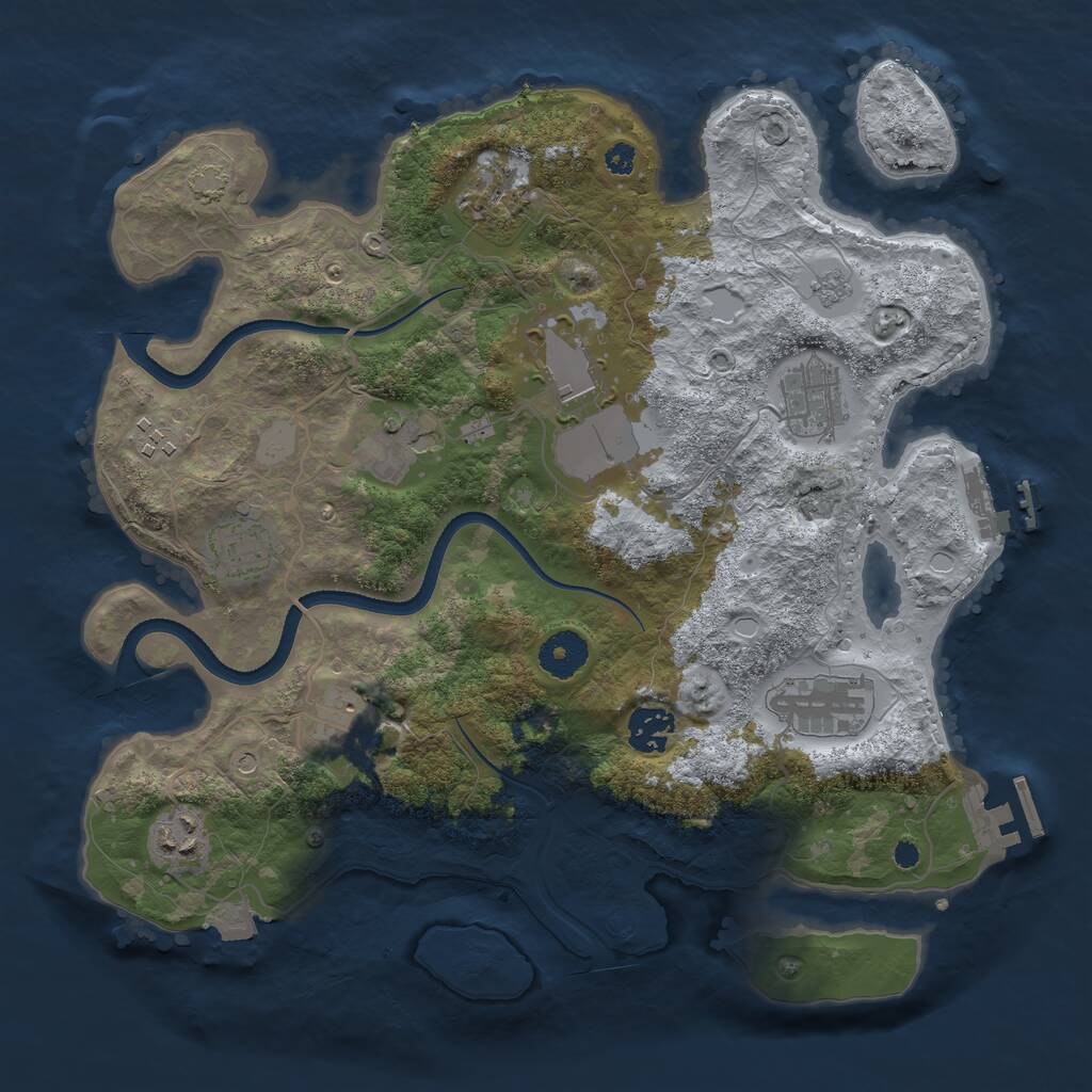 Rust Map: Procedural Map, Size: 3500, Seed: 1566058879, 16 Monuments