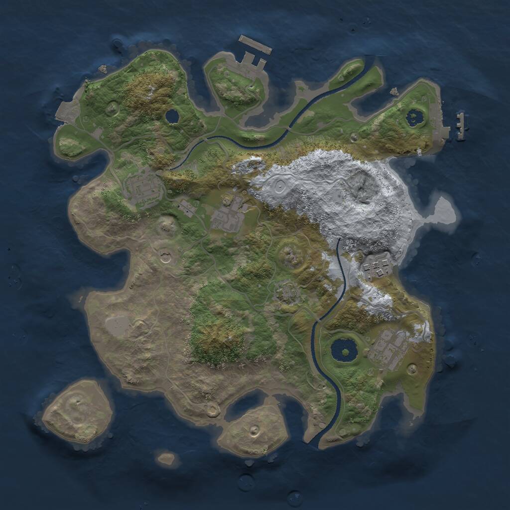 Rust Map: Procedural Map, Size: 3000, Seed: 909090, 9 Monuments