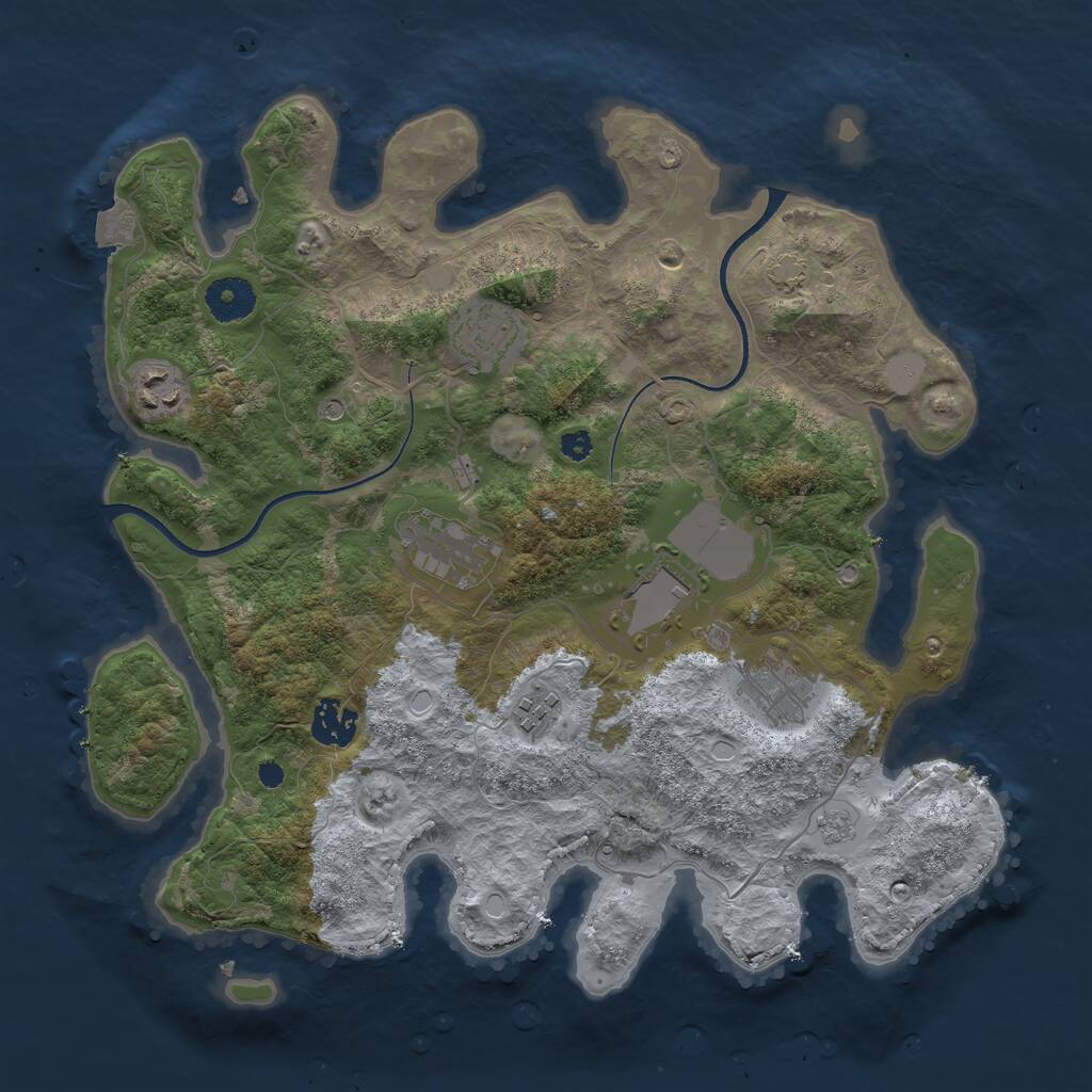 Rust Map: Procedural Map, Size: 3500, Seed: 17854529, 11 Monuments