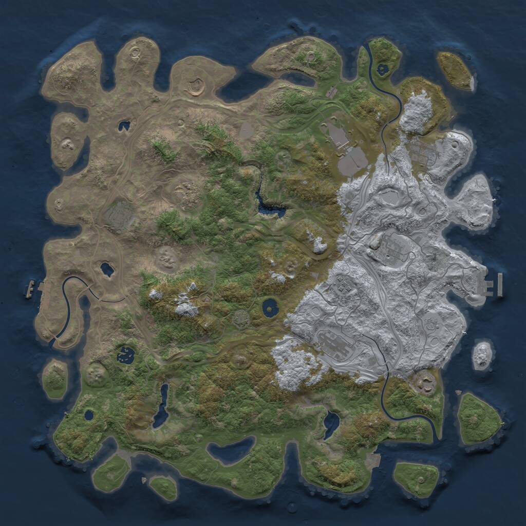 Rust Map: Procedural Map, Size: 4500, Seed: 3669, 16 Monuments