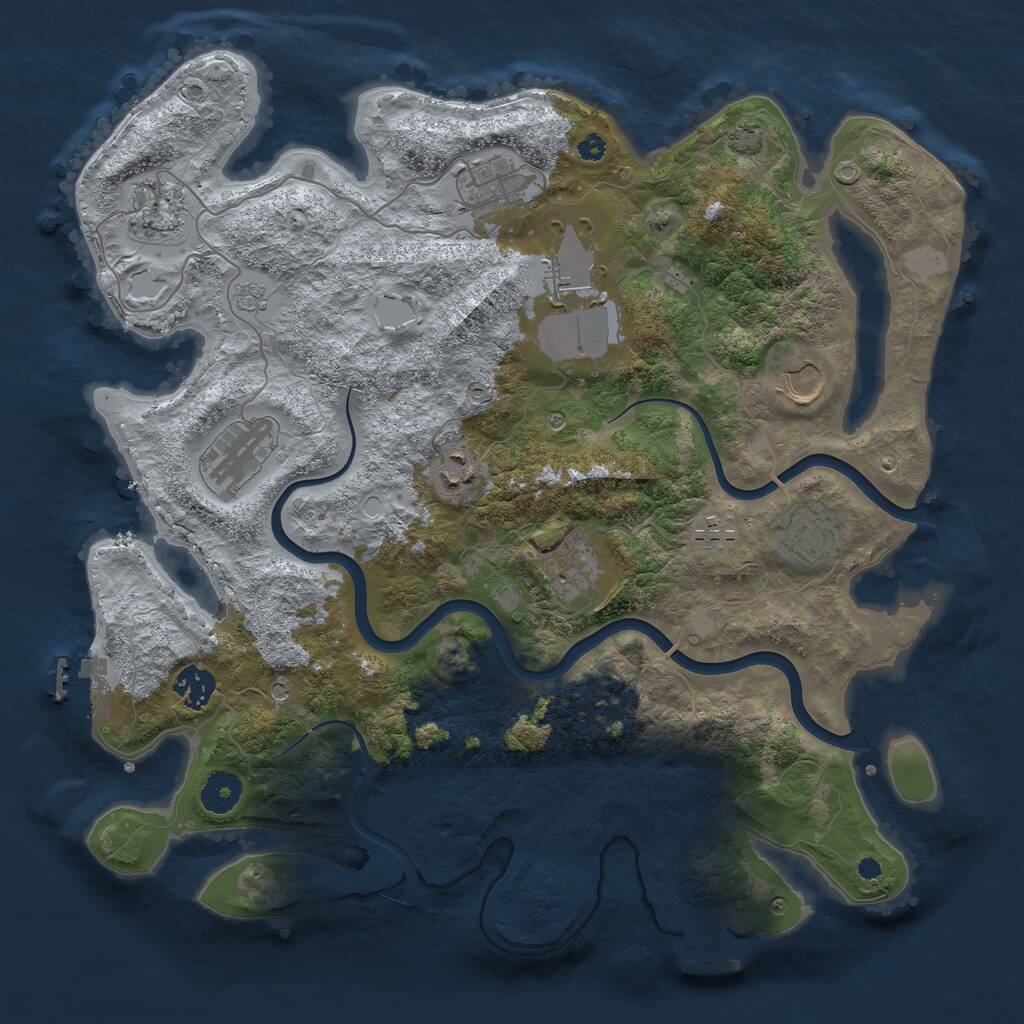 Rust Map: Procedural Map, Size: 3750, Seed: 1304562369, 16 Monuments