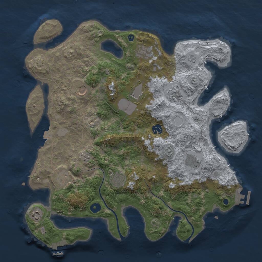 Rust Map: Procedural Map, Size: 3850, Seed: 287990232, 16 Monuments