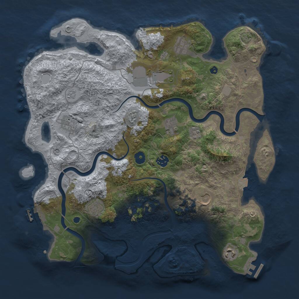 Rust Map: Procedural Map, Size: 3850, Seed: 287990255, 15 Monuments