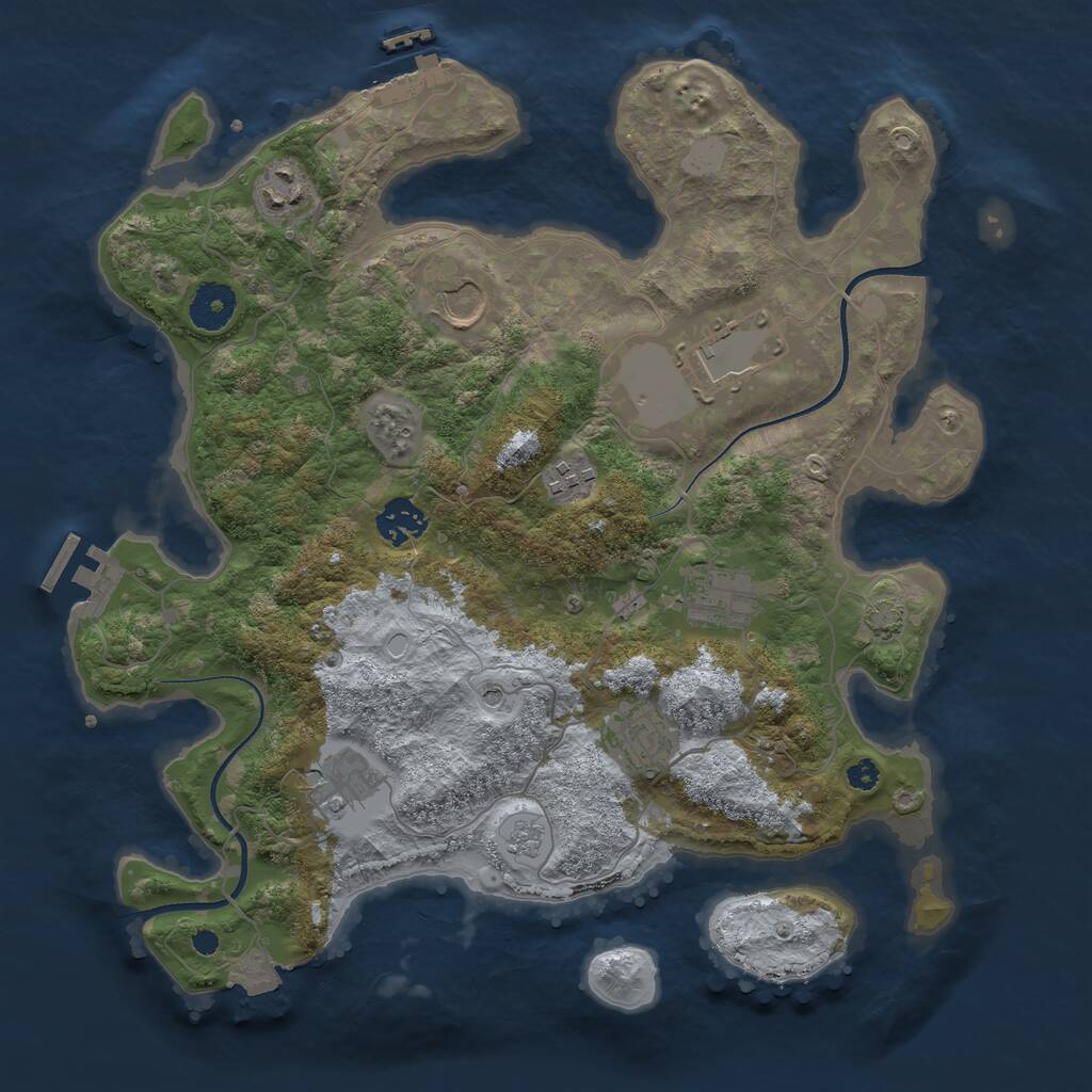 Rust Map: Procedural Map, Size: 3500, Seed: 707112756, 14 Monuments