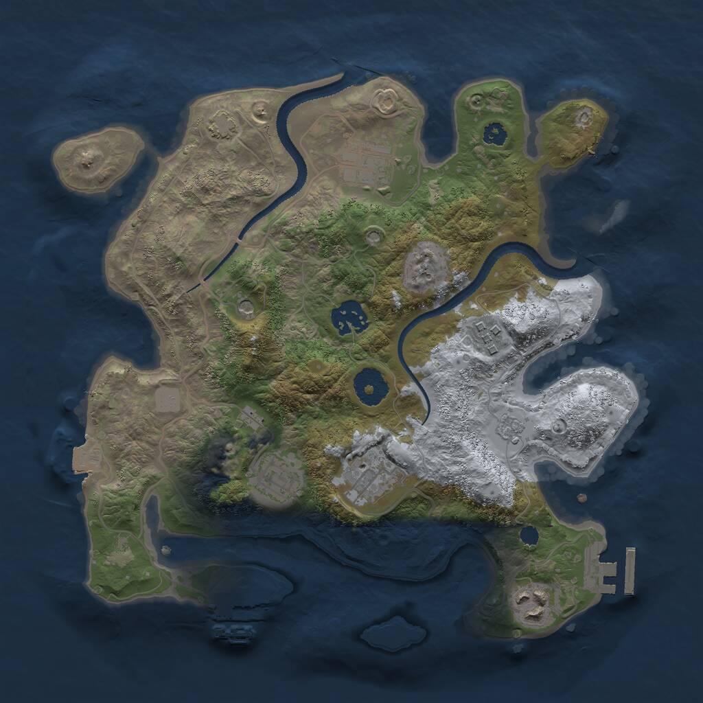 Rust Map: Procedural Map, Size: 3000, Seed: 884437872, 12 Monuments