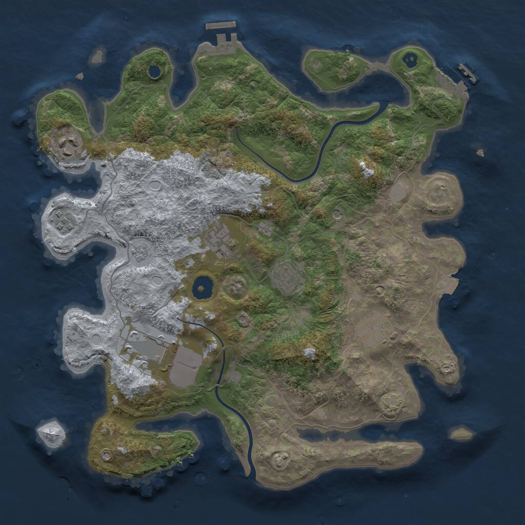 Rust Map: Procedural Map, Size: 3500, Seed: 280593789, 12 Monuments