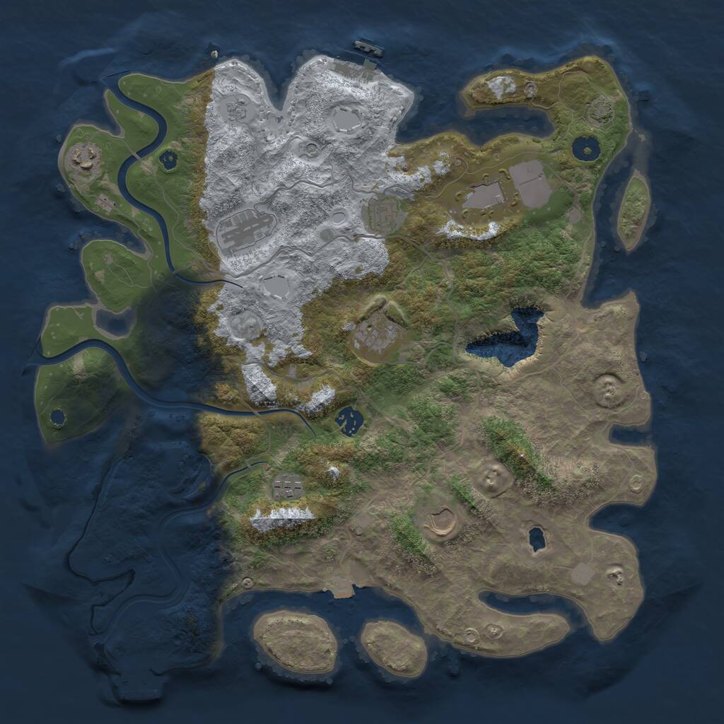 Rust Map: Procedural Map, Size: 4000, Seed: 876032458, 14 Monuments
