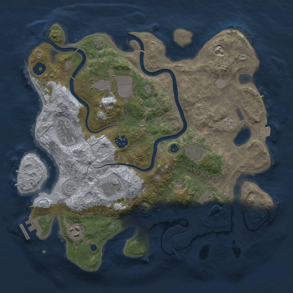 Rust Map: Procedural Map, Size: 3500, Seed: 1080576678, 13 Monuments